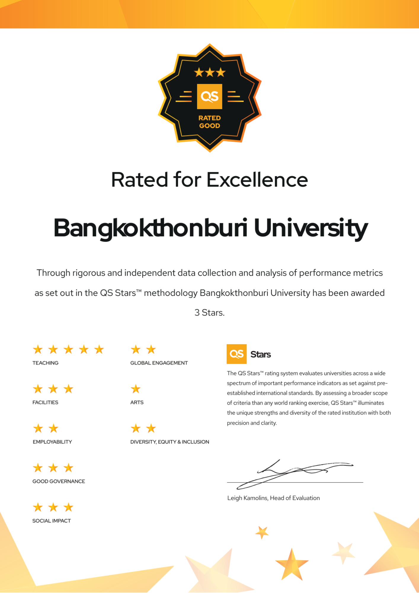 Rated For Excellence